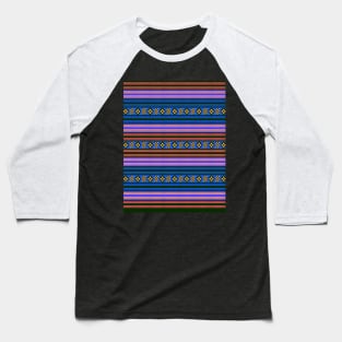 Native American Traditional Ethnic Tribal Indian Blanket Motif Pattern Blue Baseball T-Shirt